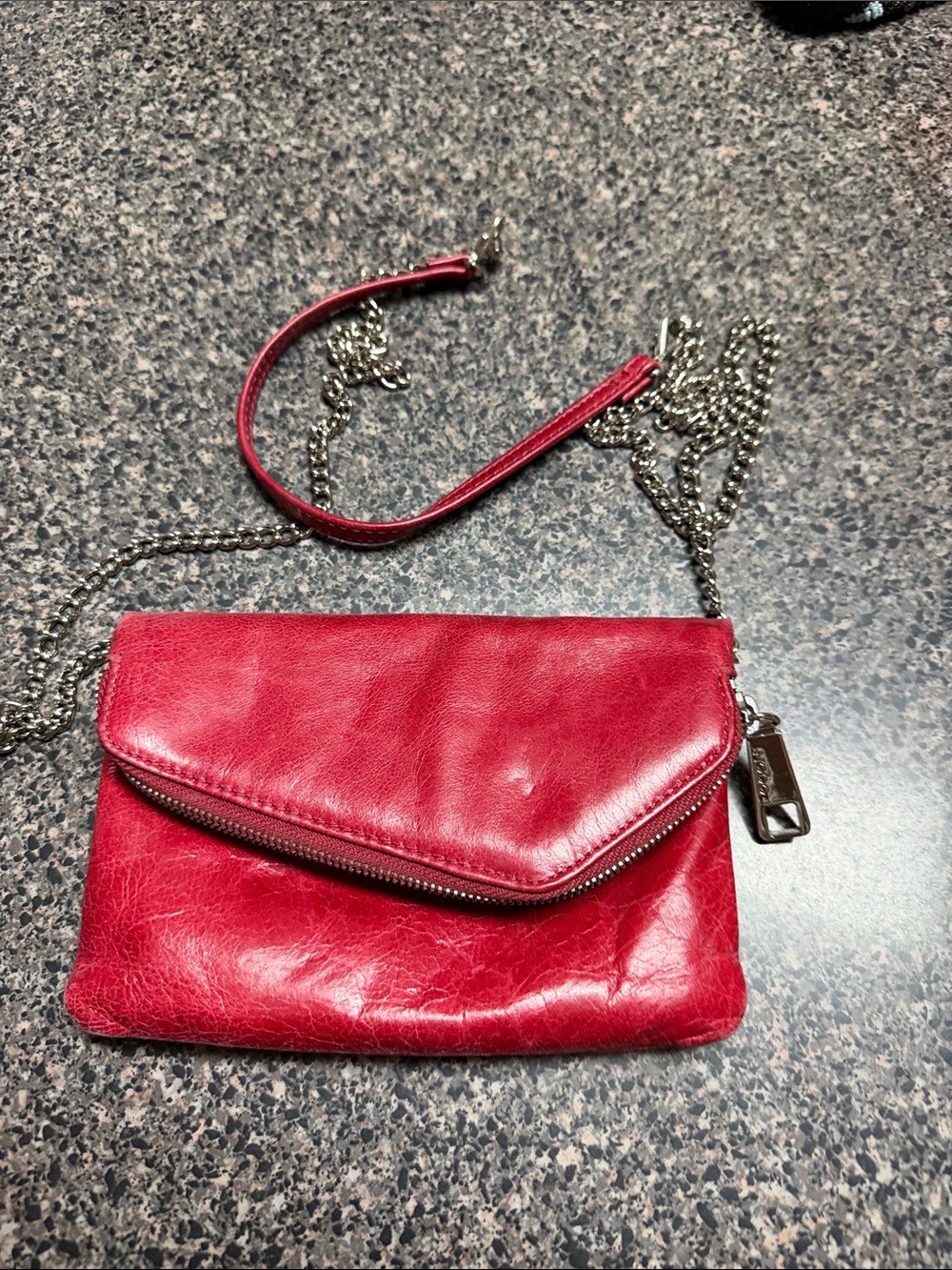 Hobo Red Leather Chain Crossbody Bag - Unbranded